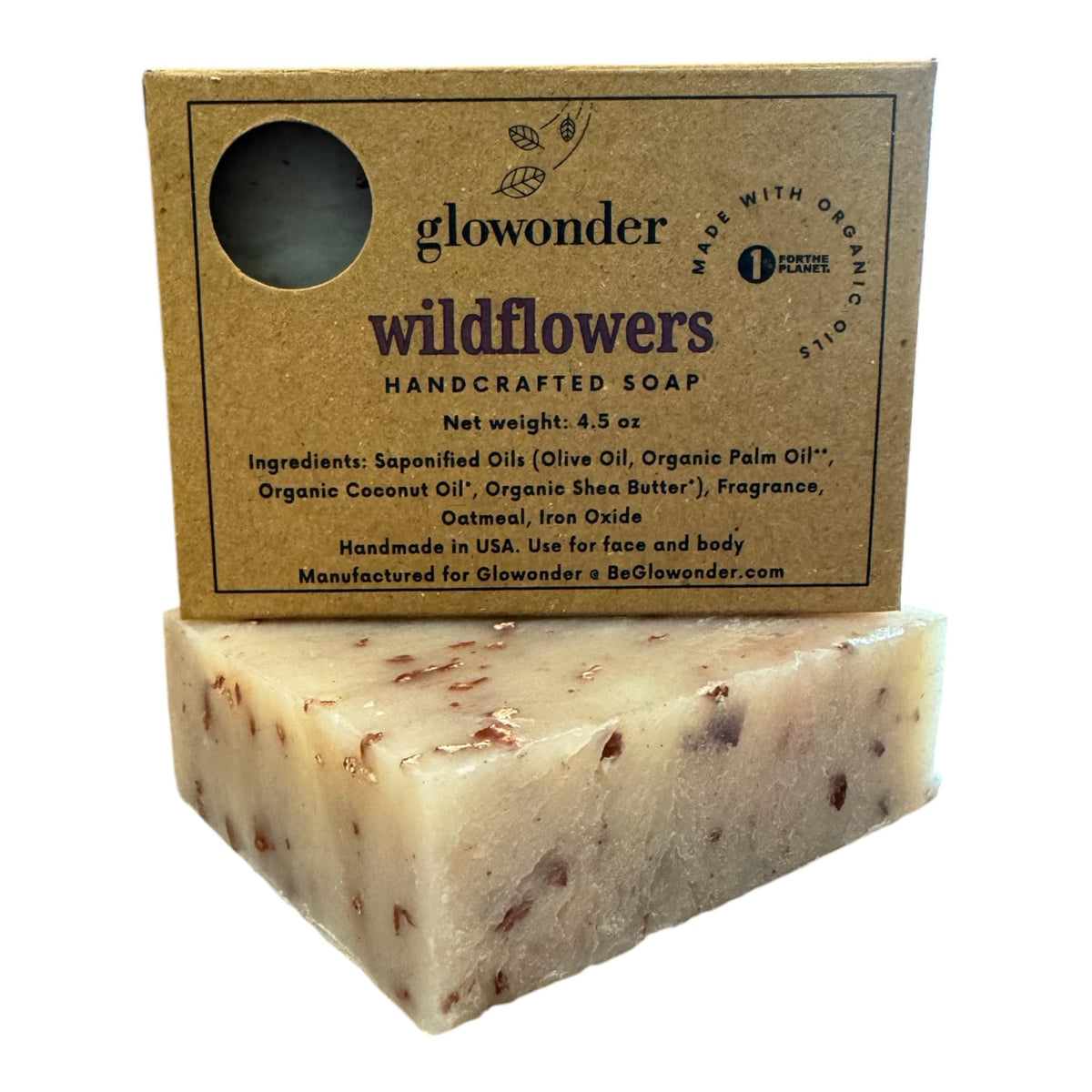 Glowonder Wildflowers Organic Bar Soap - Moisturizing, All-Natural, Cruelty-Free, 4.5 Oz