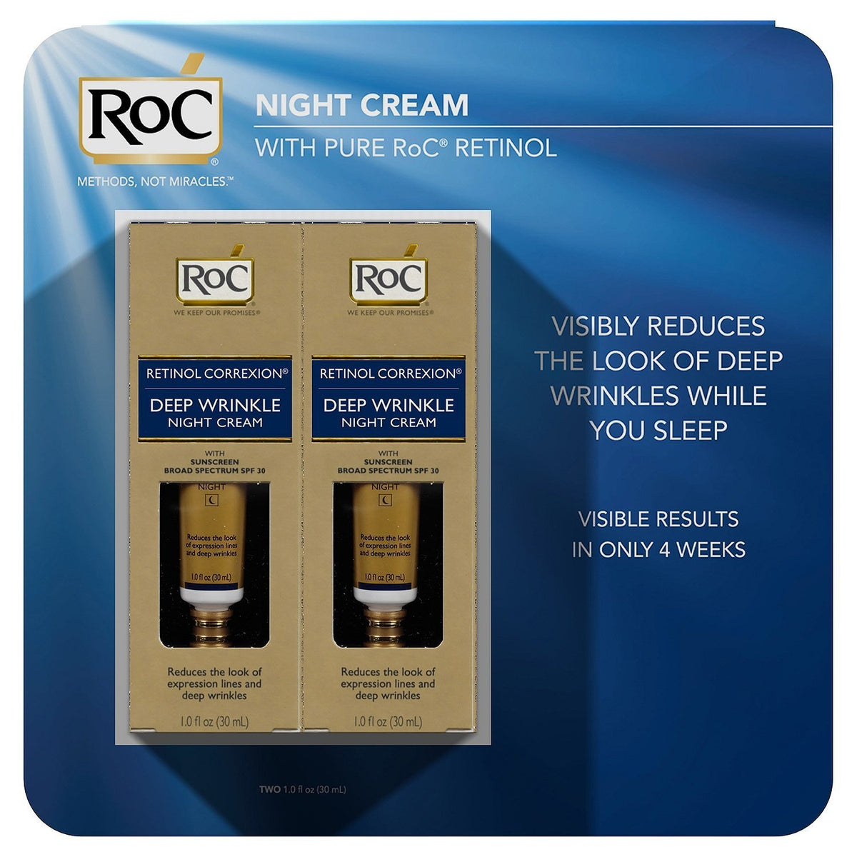 Roc Retinol Correxion Deep Wrinkle Night Cream 1Oz (2 Pack) - Anti-Aging Skincare