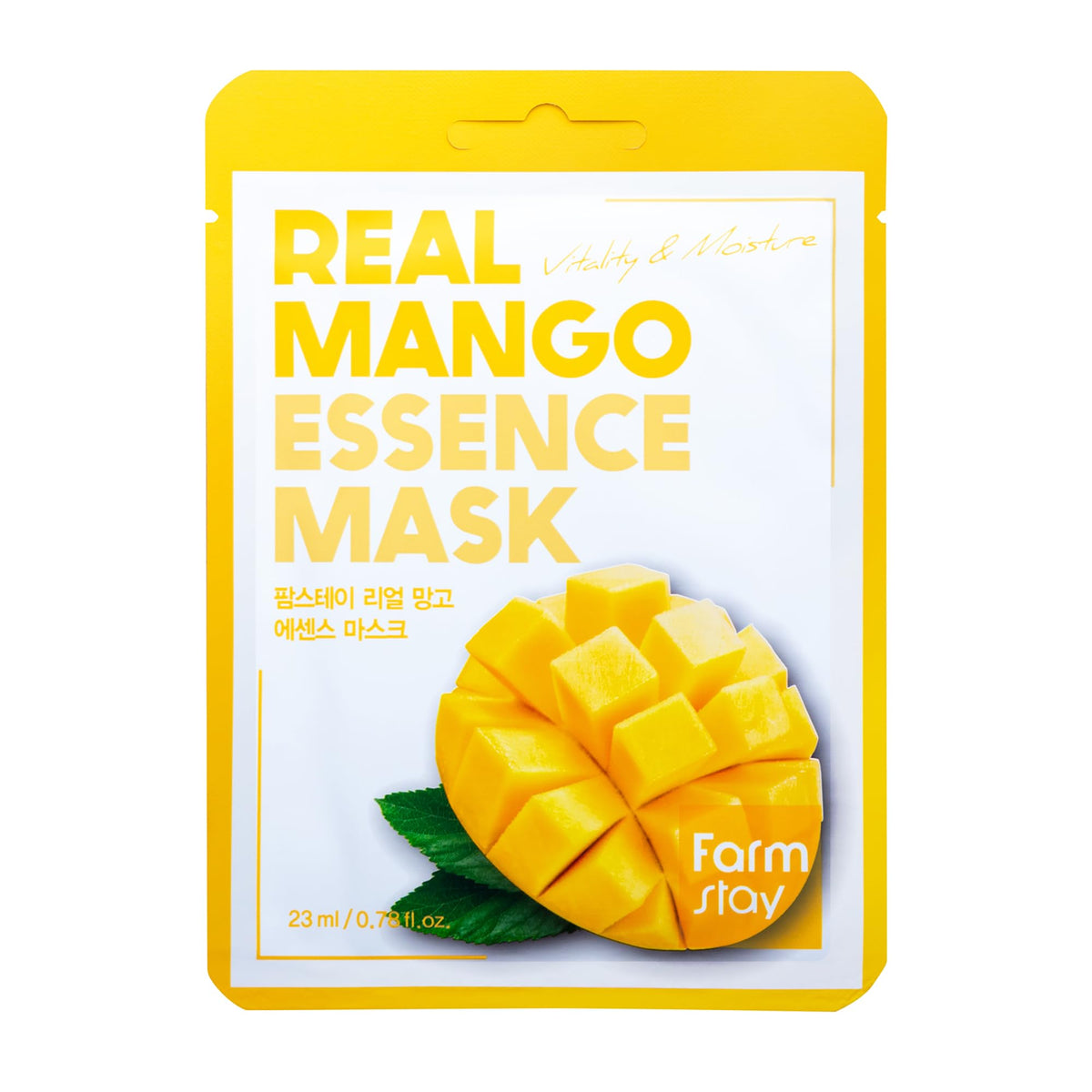 Farmstay Real Mango Essence Mask - Hydrating Face Mask With Hyaluronic Acid - 0.78 Oz