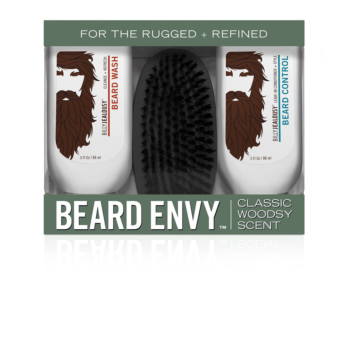 Billy Jealousy Beard Envy Kit - Beard Wash, Control & Boar Brush For Soft, Tamed Facial Hair