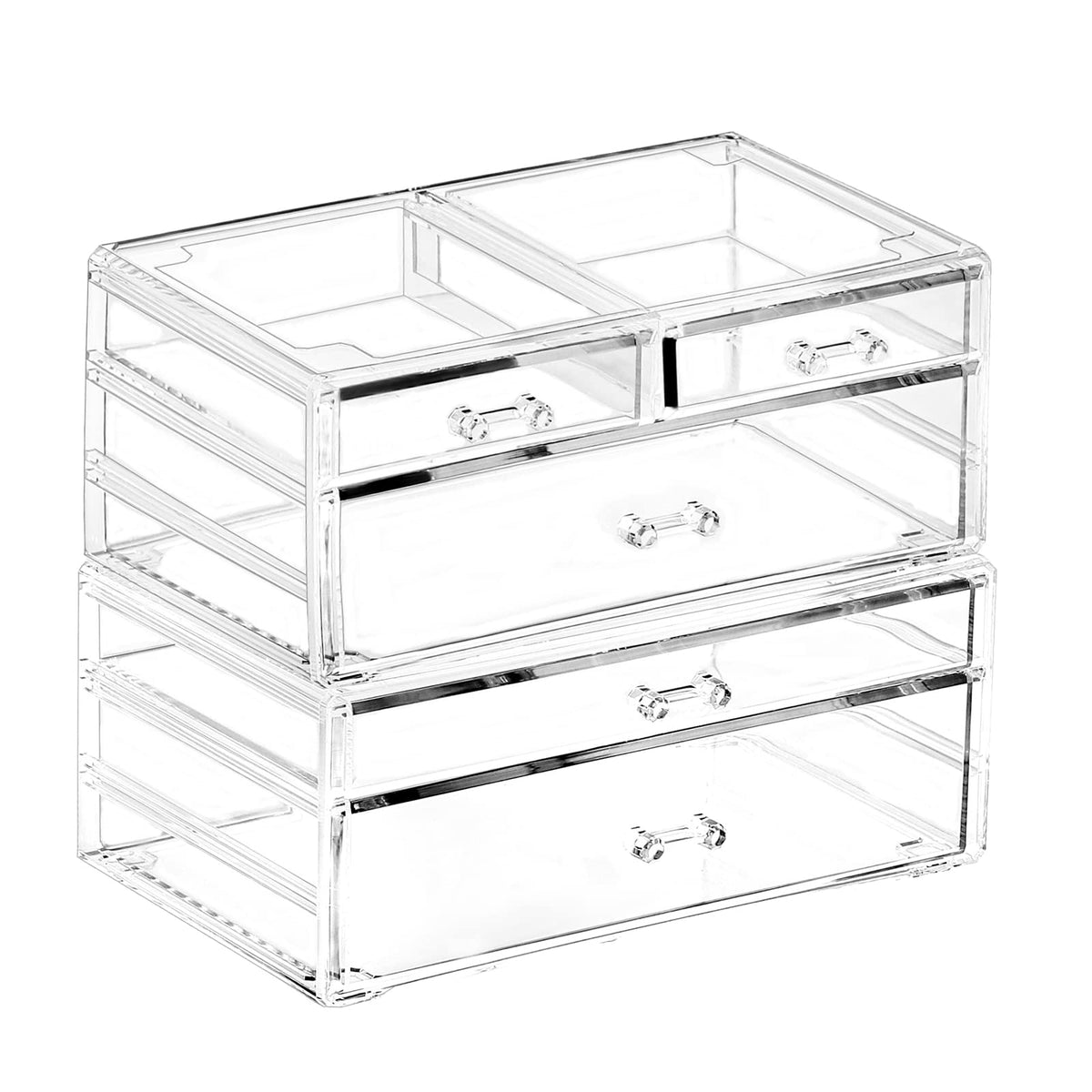 Cq Acrylic Clear Acrylic Drawer Organizer - 5 Stackable Makeup Storage Drawers For Dresser