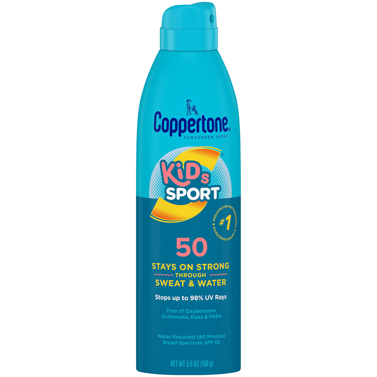 Coppertone Sport Kids Sunscreen Spray Spf 50, Water Resistant, 5.5 Oz, Broad Spectrum Protection