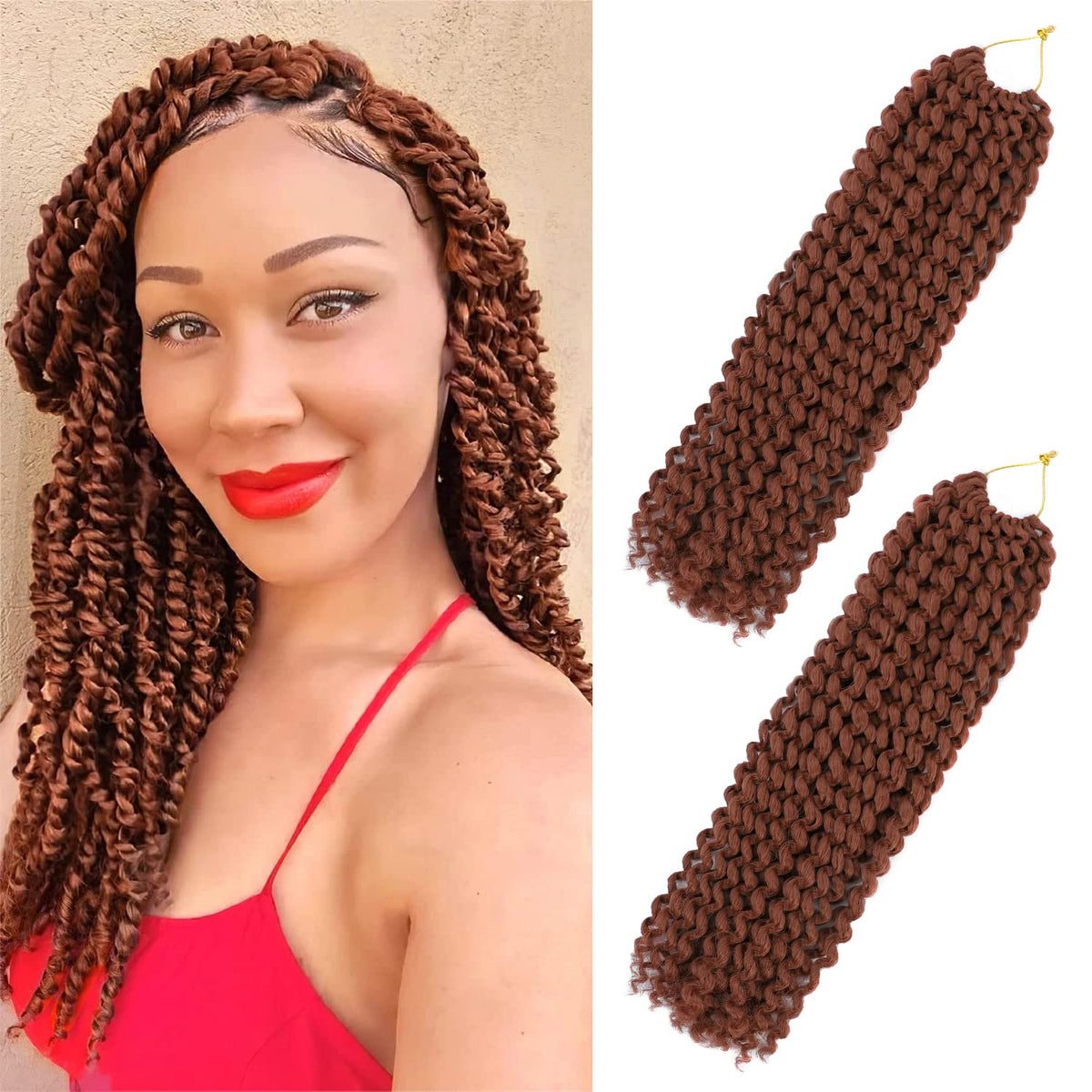 Ceajae 14&quot; Passion Twist Hair 2 Pack - Water Wave Synthetic Crochet Hair For Black Women - 350#