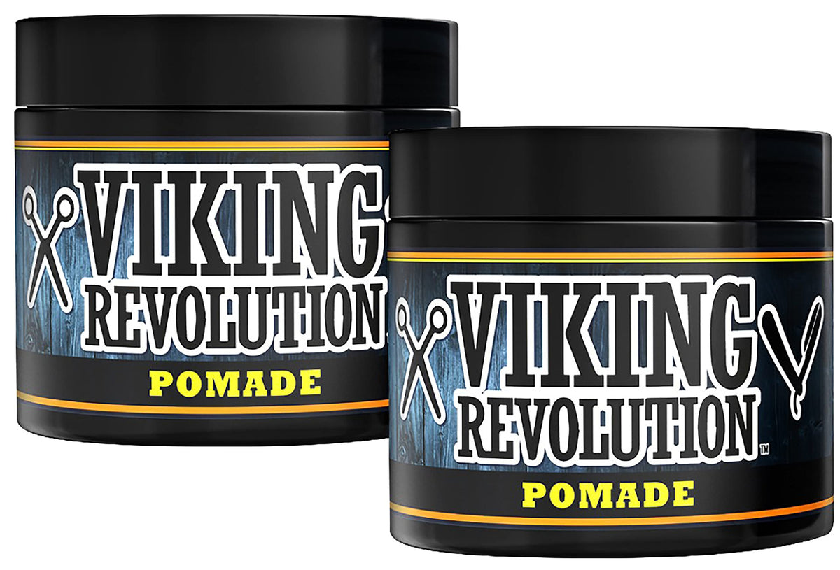 Viking Revolution Pomade For Men 4Oz - Strong Hold, High Shine, Water-Based (2 Pack)