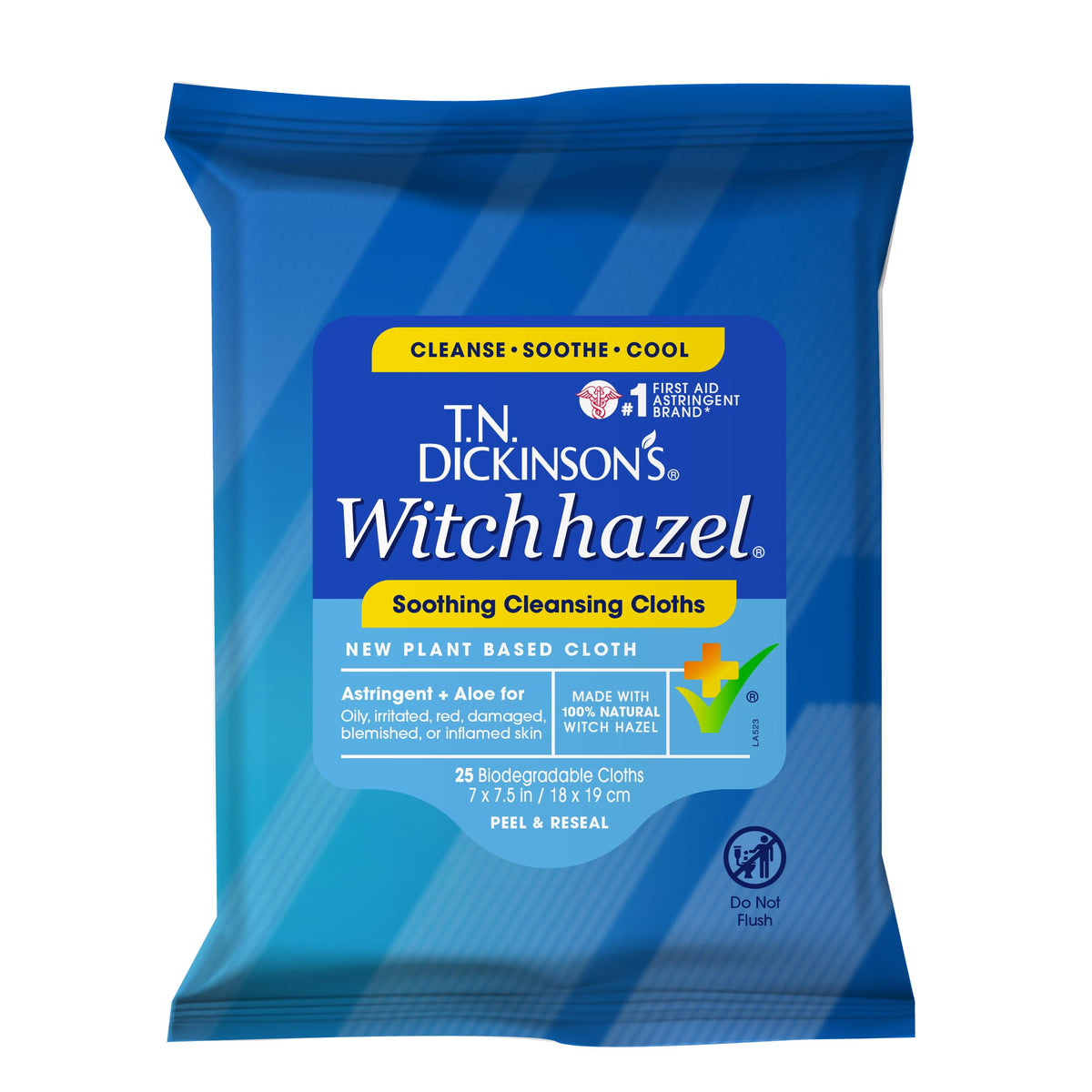 T.N. Dickinson'S Witch Hazel Cleansing Cloths, Soothing, 25 Count, Clear, Multi-Use