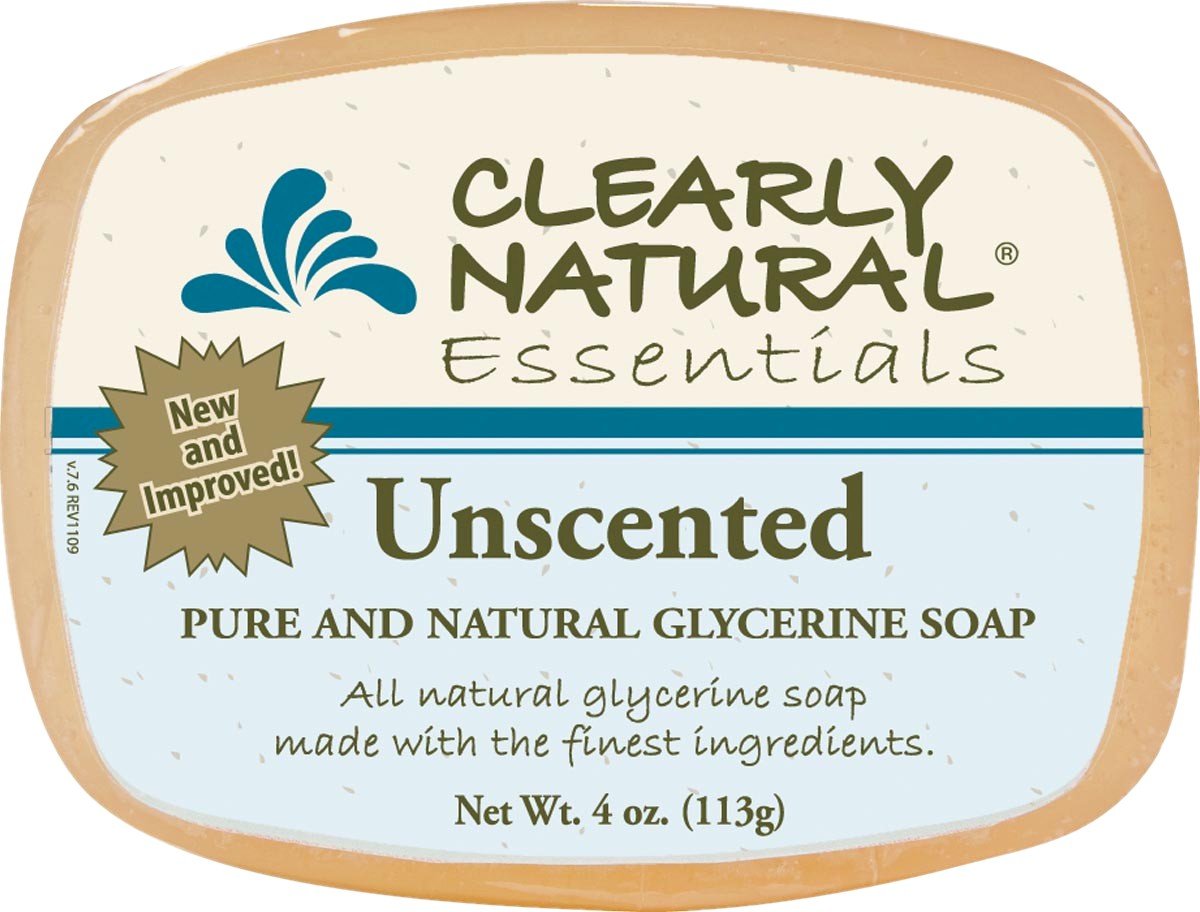 Clearly Natural Unscented Glycerine Bar Soap, 3 Count - Gentle & Moisturizing Cleanser