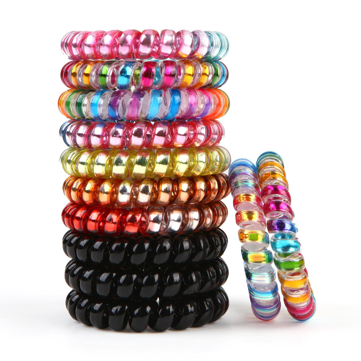 Emrlyr Colorful No Crease Elastic Spiral Hair Ties - Waterproof 12Pcs For Women & Girls