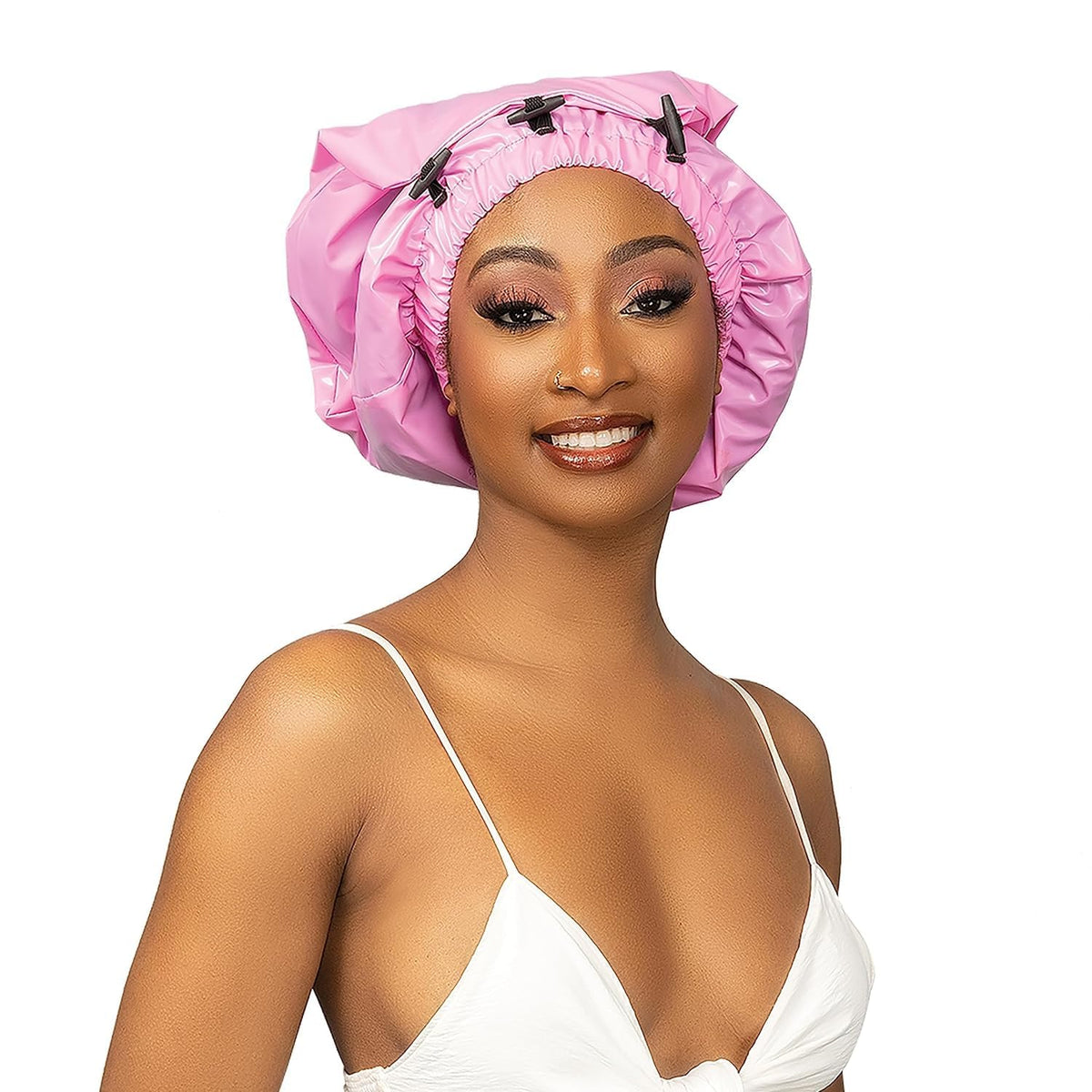 Esha Girl Waterproof Shower Cap for Extra Long Hair, Braids, Twists - Snug Fit, Pink 22.3&quot; x