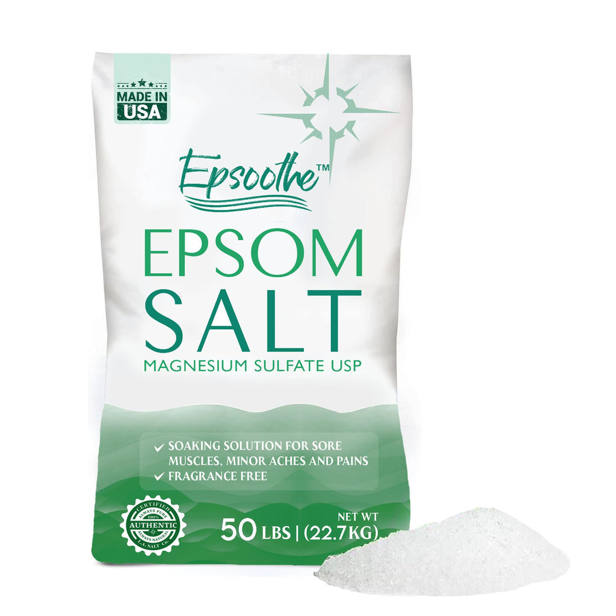 La Salt Co Epsom Bath Salt, Unscented Magnesium Sulfate, Fine Grain, 50 Lb Bag