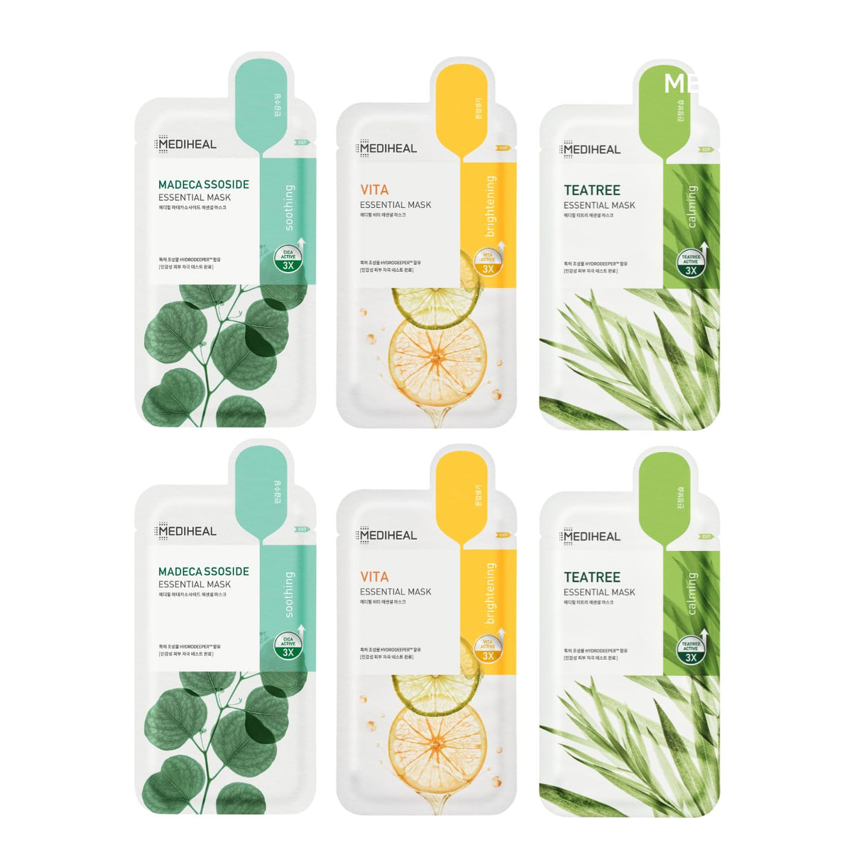 Mediheal 12 Pack Sheet Masks | Collagen, Tea Tree, Madecassoside, Vita | Korean Skincare Combo