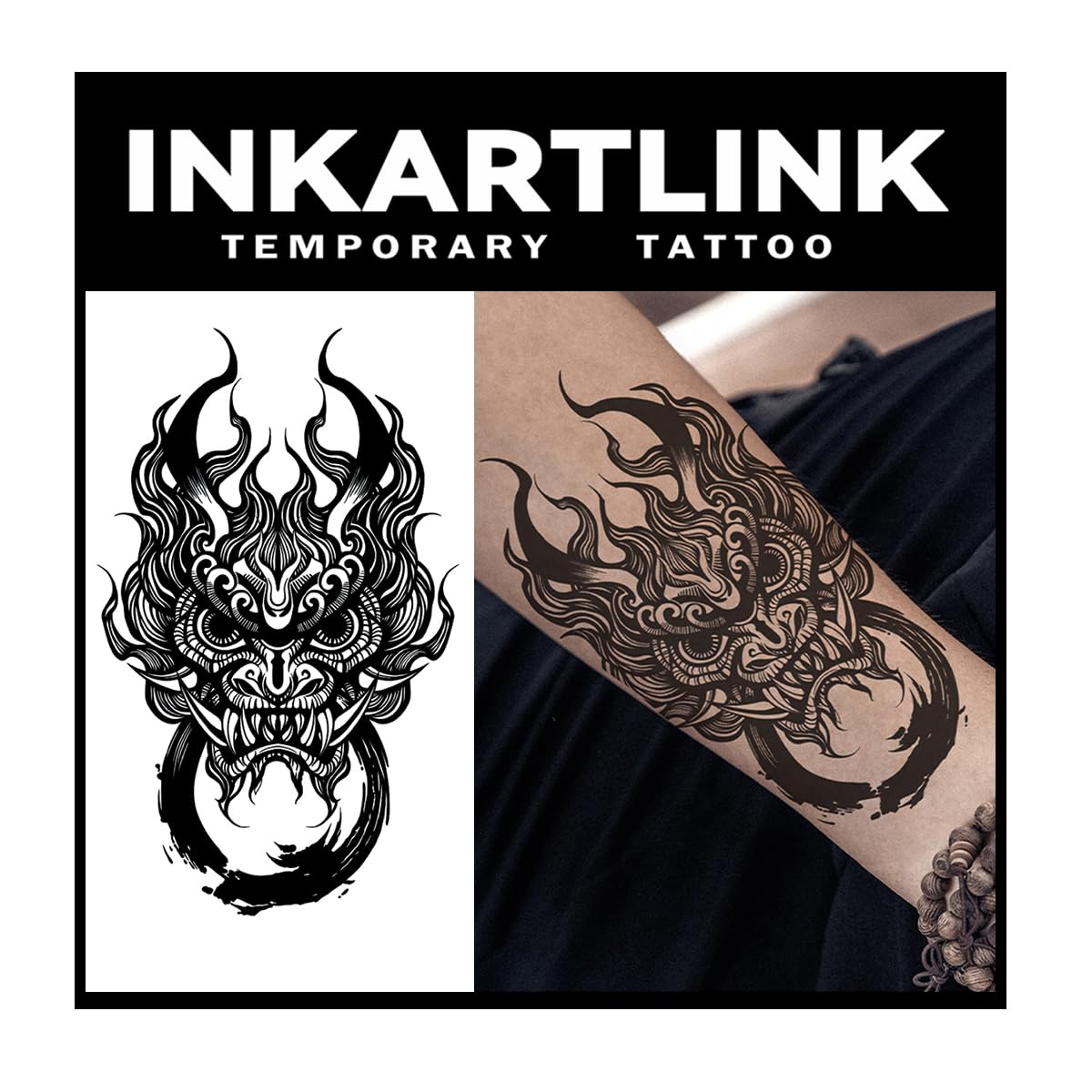 Inkartlink Semi-Permanent Tattoo - 2 Extra-Large Sheets, Waterproof Dragon Design, Lasts 1-2 Weeks