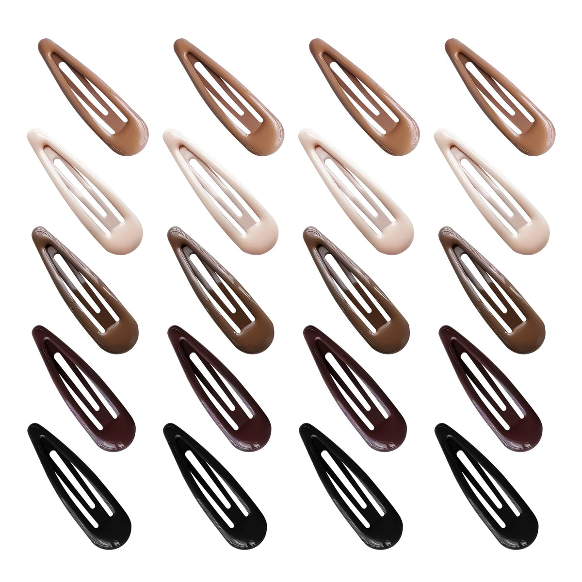 Cptots 20 Pcs Metal Snap Hair Clips, Water Drop Design, No Slip, Black Beige Gradient Brown