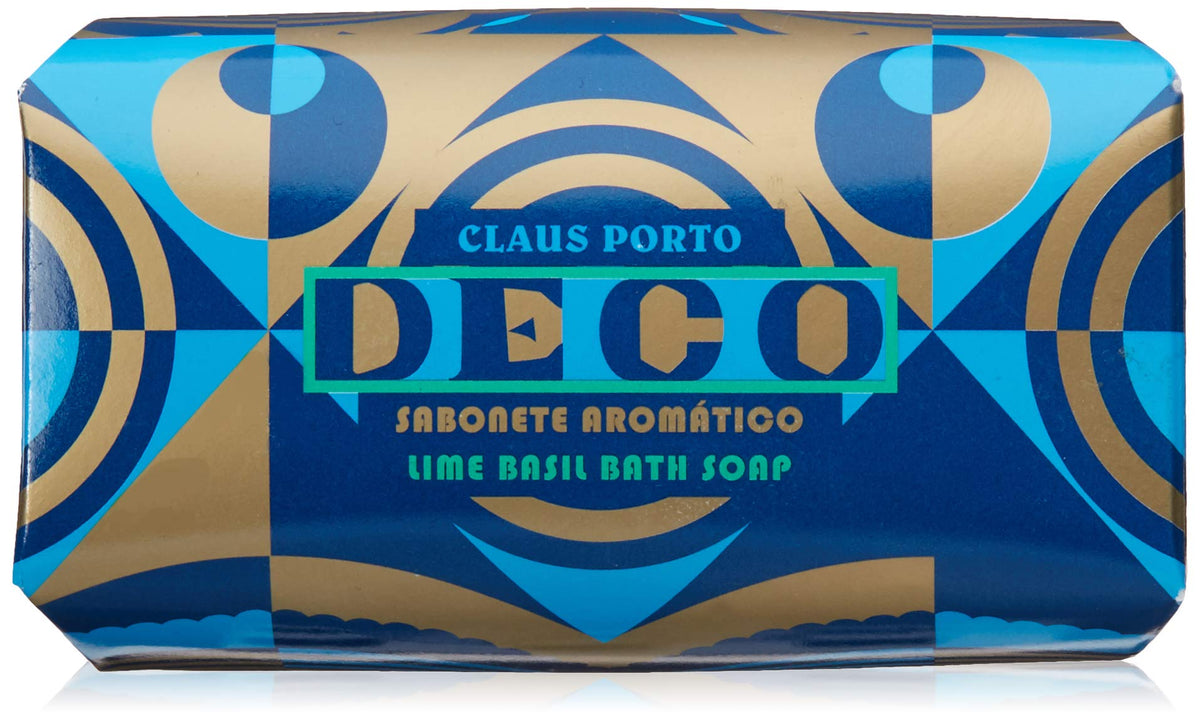 Claus Porto Deco Bath Soap, Lime Basil, 5.3 Oz - Luxurious Blue Soap For Refreshing Cleanse