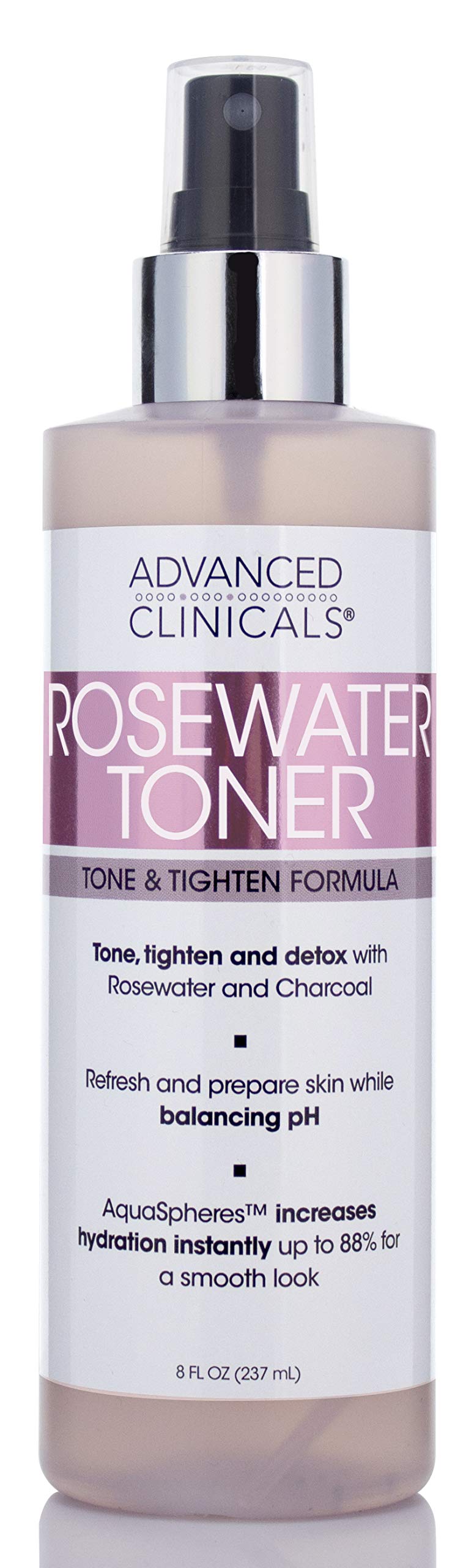 Advanced Clinicals Collagen Rosewater Facial Mist Toner, 8 Fl Oz - Hydrating & Detoxifying