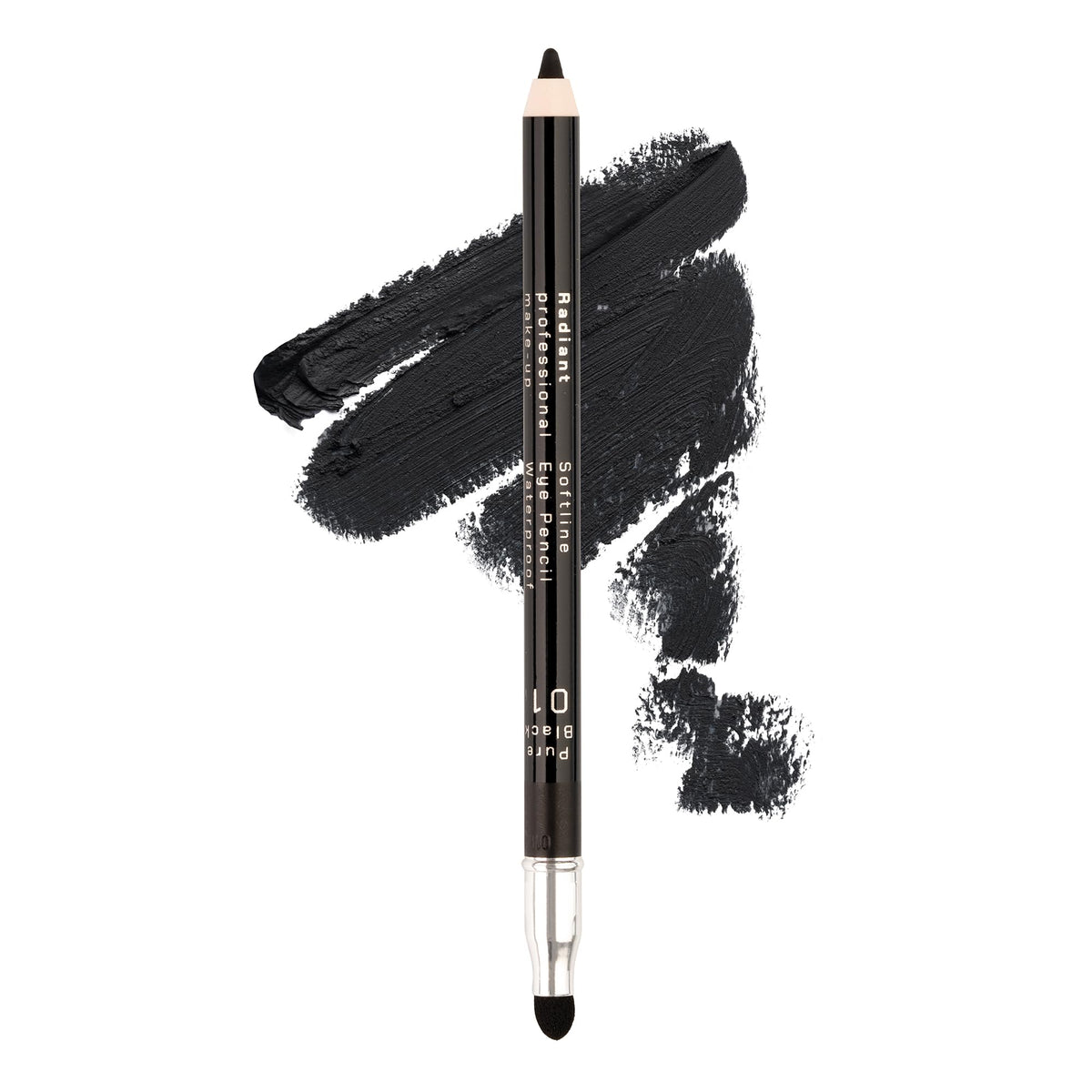 Radiant Professional Black Waterproof Eyeliner Pencil - Smudge Proof, Long Lasting, Soft Waterline