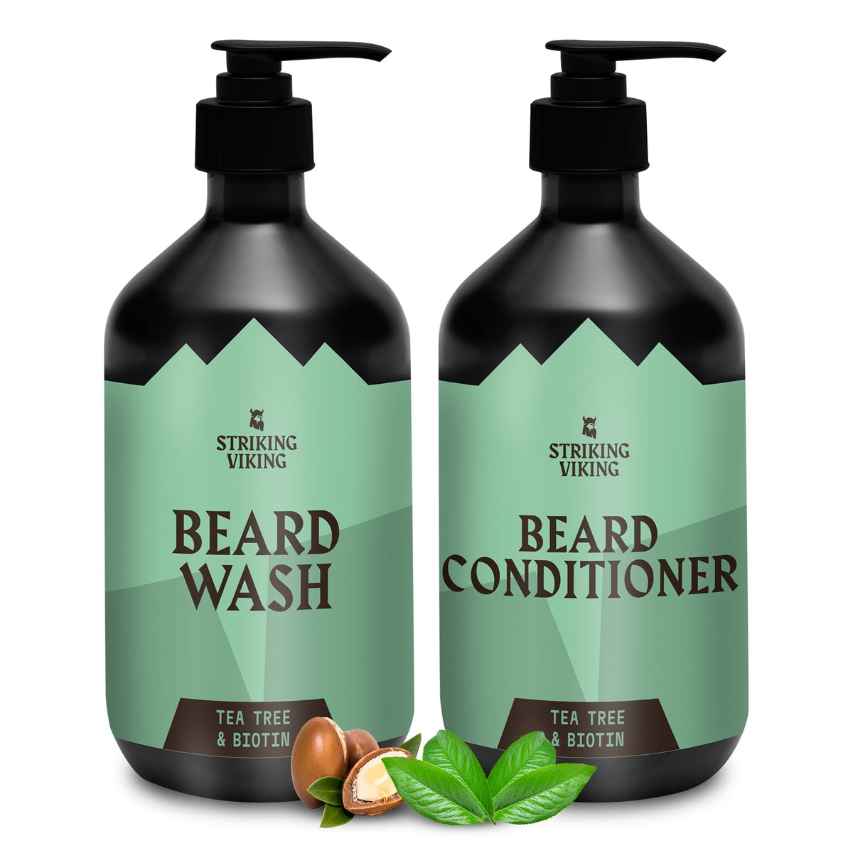 Striking Viking Beard Wash & Conditioner - Tea Tree & Biotin, Paraben & Sulfate Free, 20 Fl Oz