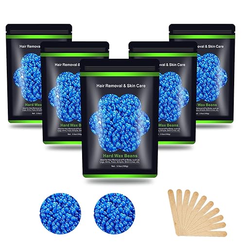 Auperwel Hard Wax Beads For Hair Removal - 1.1 Lb, Painless, Sensitive Skin, 5 Packs