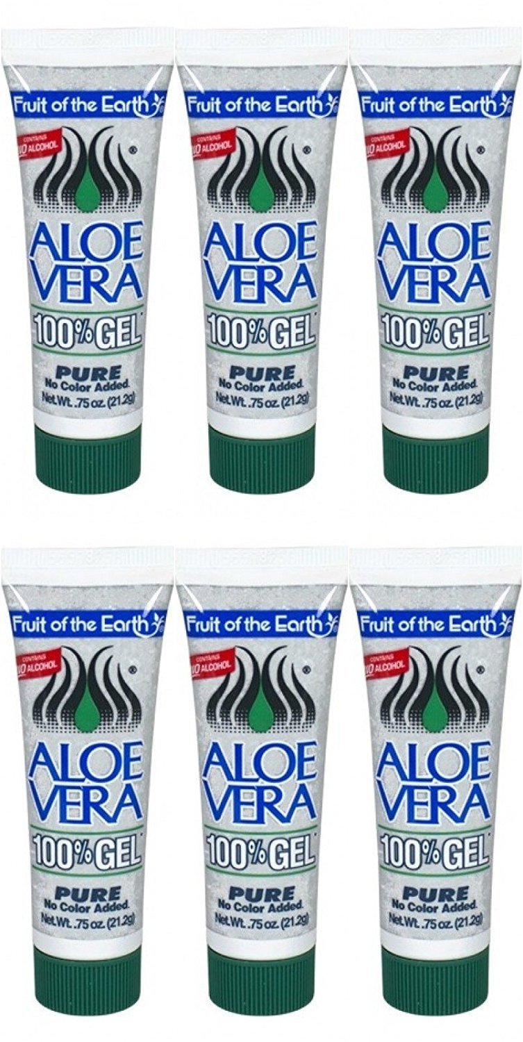 Fruit Of The Earth Aloe Vera Gel Tube 0.75 Oz - Travel Size Pack Of 6, Hydrating Moisturizer