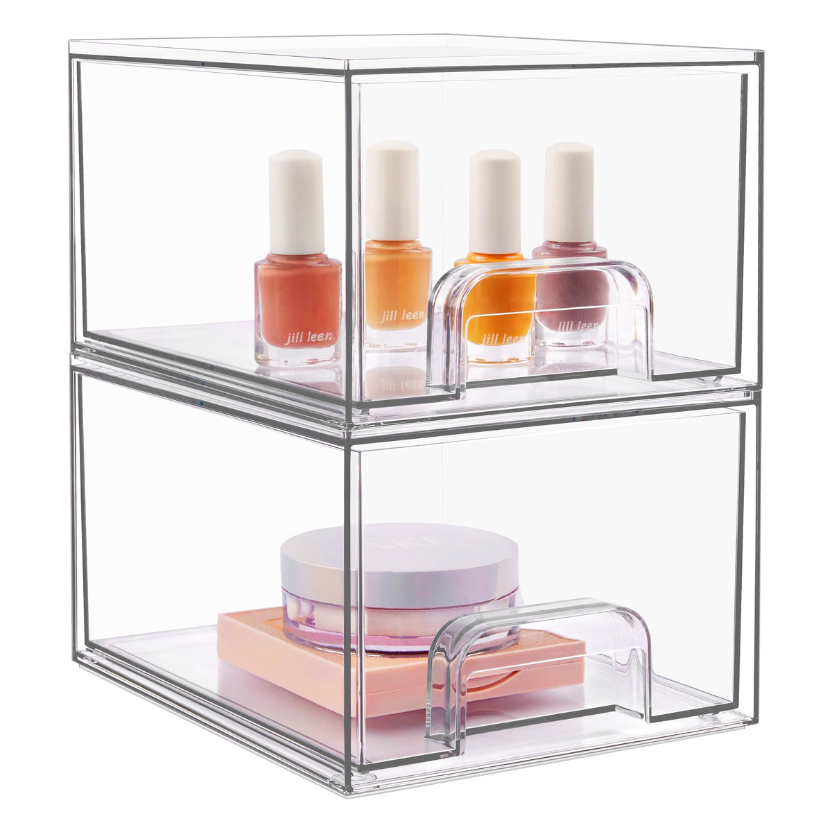 Vtopmart 2-Pack Stackable Acrylic Makeup Organizers - Clear Storage Bins For Home & Bathroom