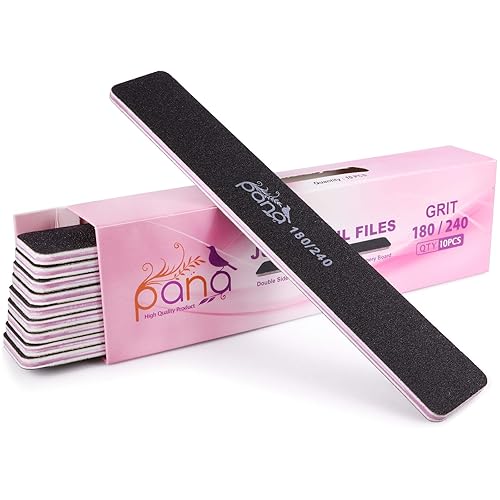 Pana 10Pcs Jumbo Nail Files - Double Sided 180/240 Grit Emery Board For Manicure & Pedicure