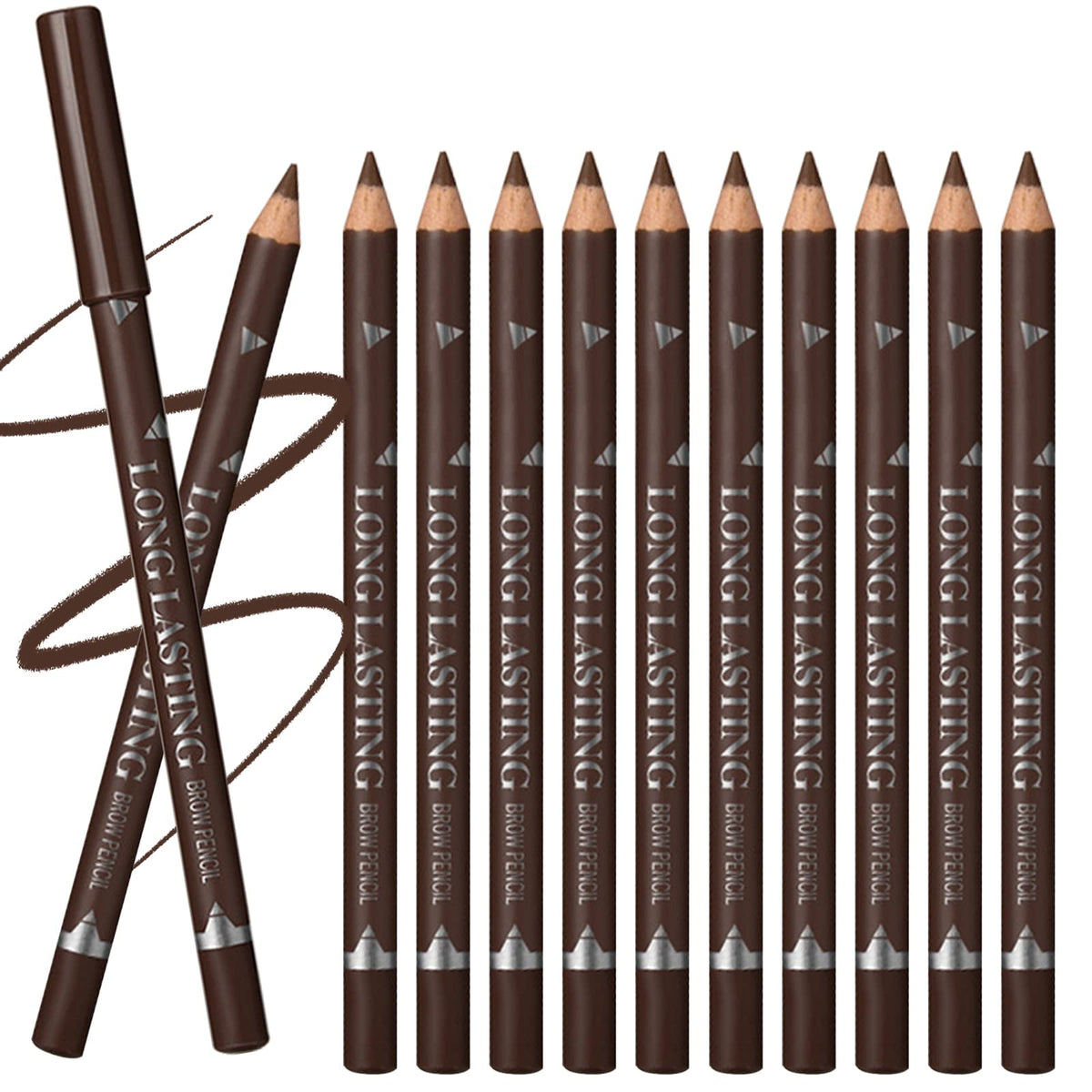 Dekrion 12Pcs Brown Eyebrow Pencils Set - Waterproof, Long-Lasting Eye Makeup For Women