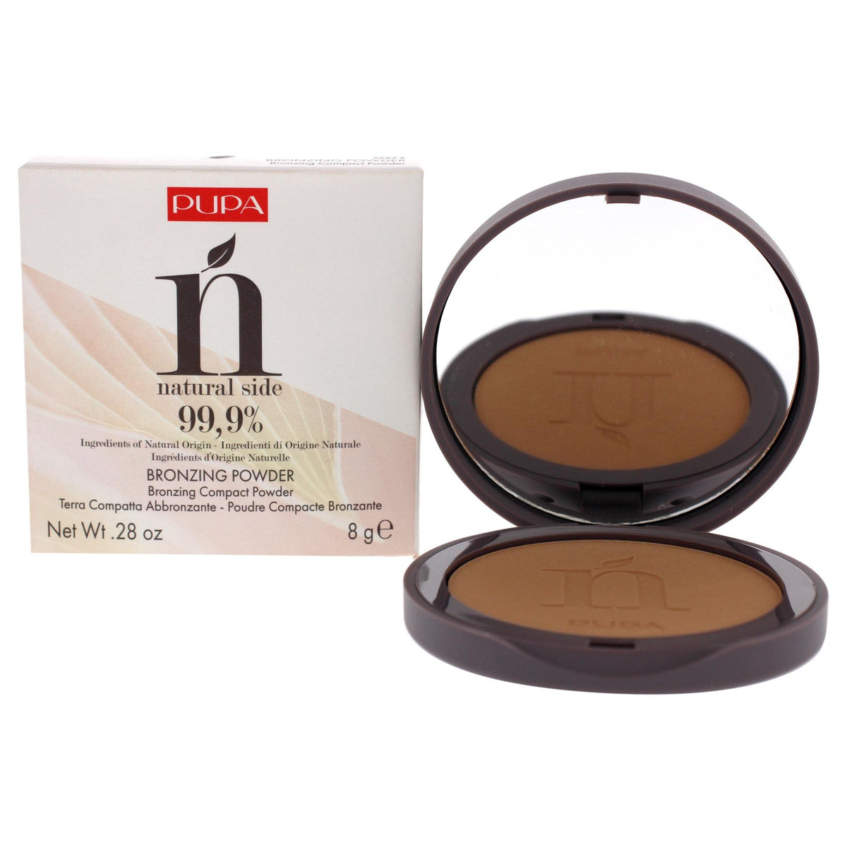 PUPA Milano Natural Side Bronzing Powder 001 Light Bronze  Add Warmth and Glow to Skin  Easy Blending Bronzer Contour Makeup P