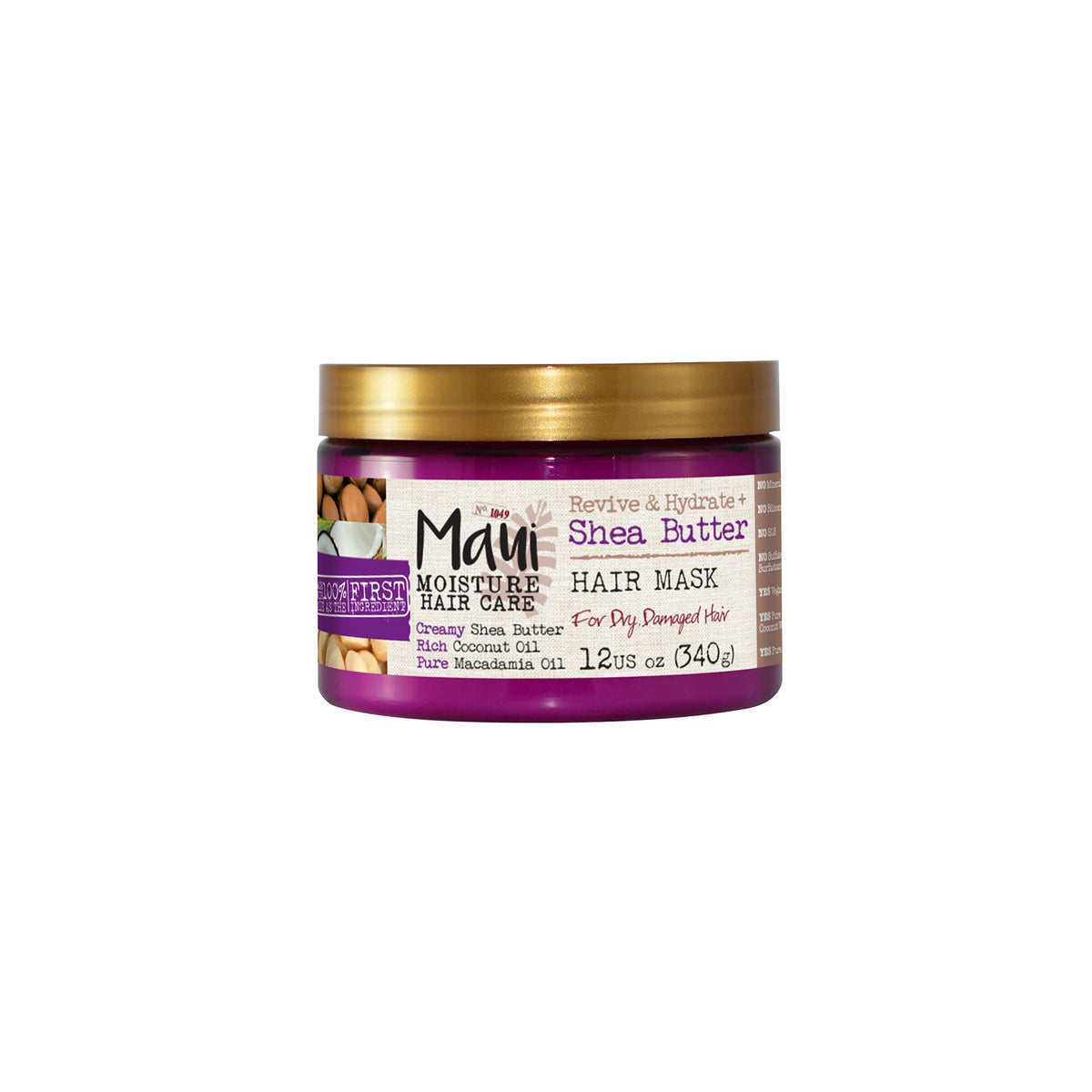 Maui Moisture Shea Butter Hair Mask for Dry Damaged Hair, 12oz Repair & Hydrate