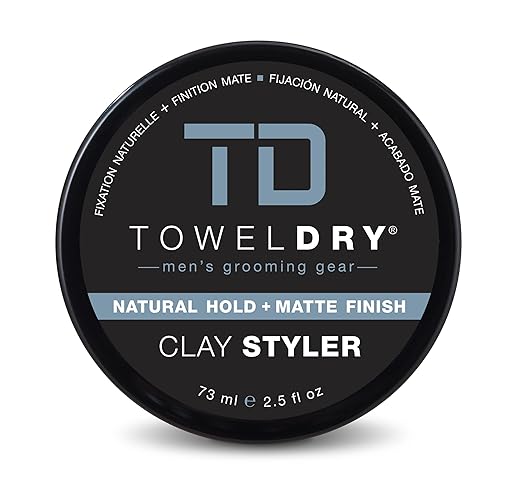 Toweldry Clay Styler - Natural Hold & Matte Finish Men'S Hair Pomade, 2.5 Oz, Fragrance Free