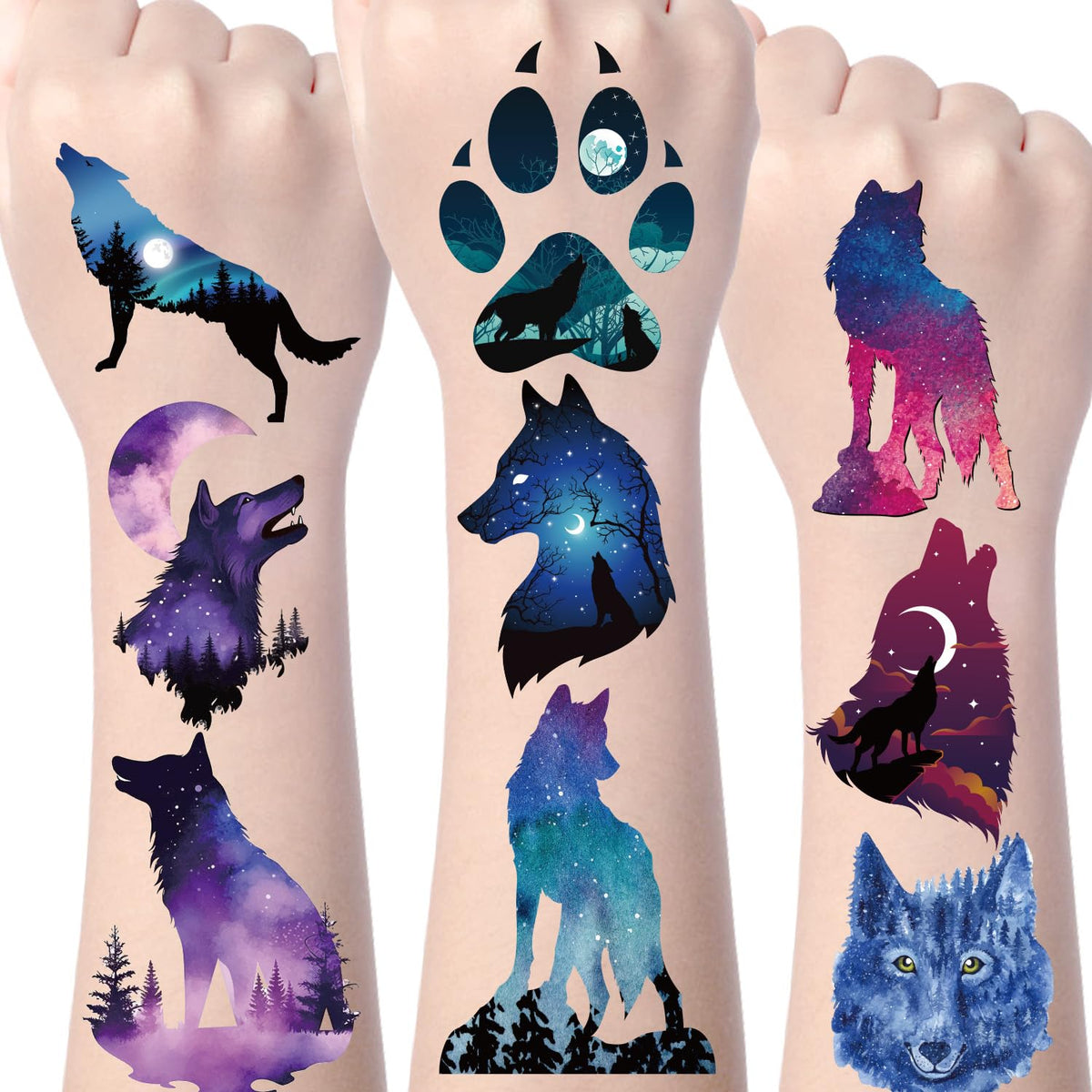 Wxiben 170+ Wolf Temporary Tattoos Stickers - Cool Party Favors For Kids & Adults