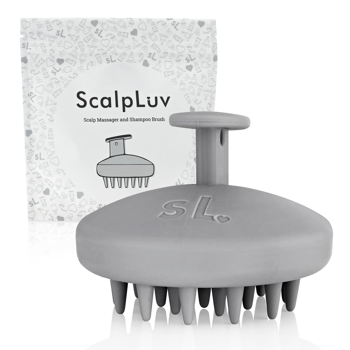 Scalpluv Scalp Massager Hair Brush - 3 In 1 Exfoliator, Dandruff Treatment, Gray Silicone