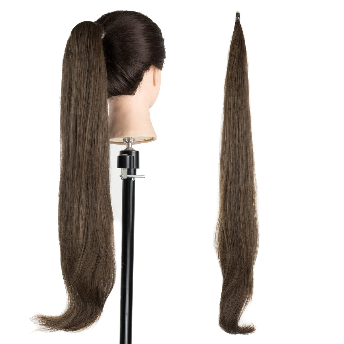 Imissu Mixed Brown Hair Extension Ponytail - Flexible High Temperature Fiber Hairpiece