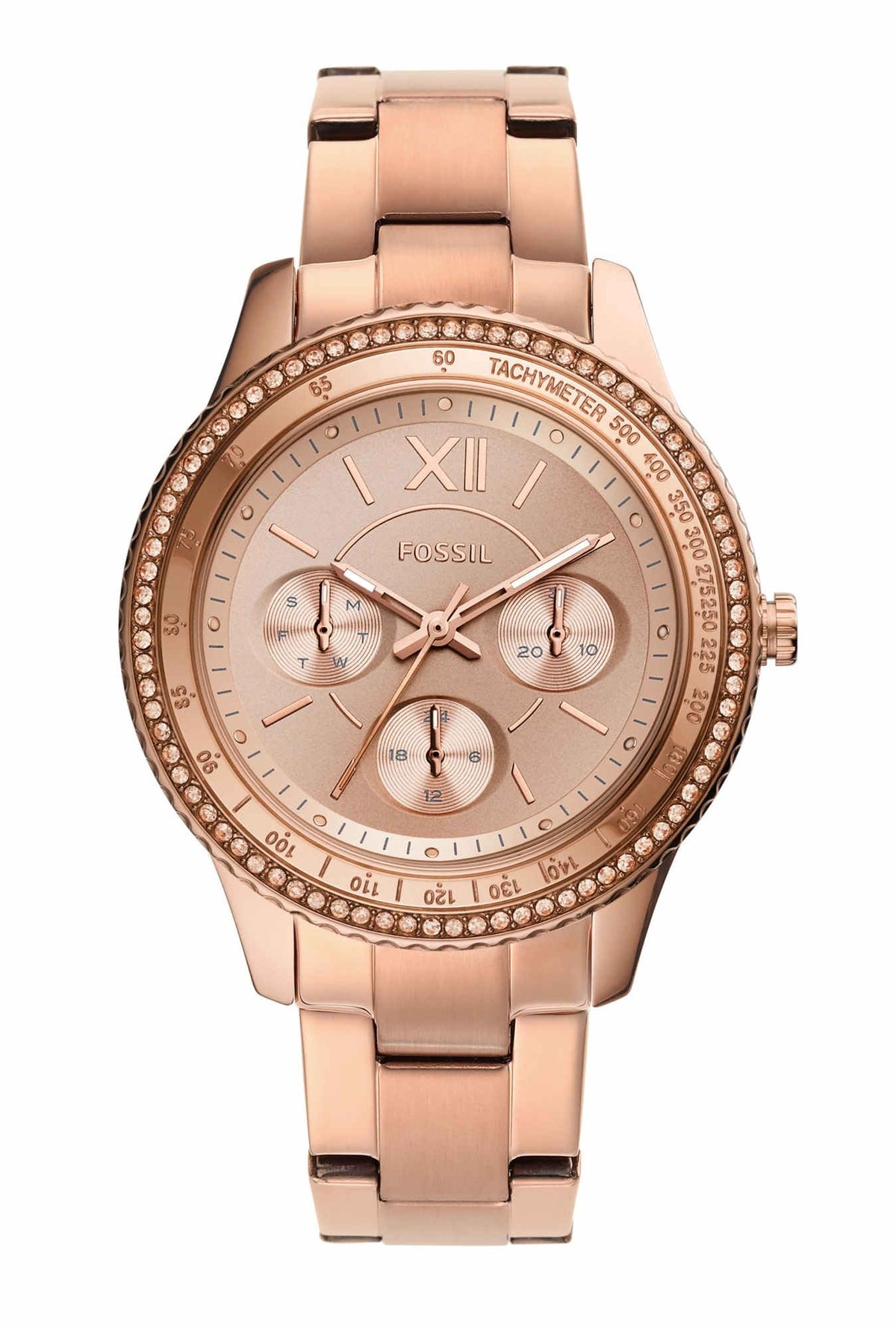 Fossil Women'S Stella Sport Rose Gold Multifunction Quartz Watch, Model Es5106