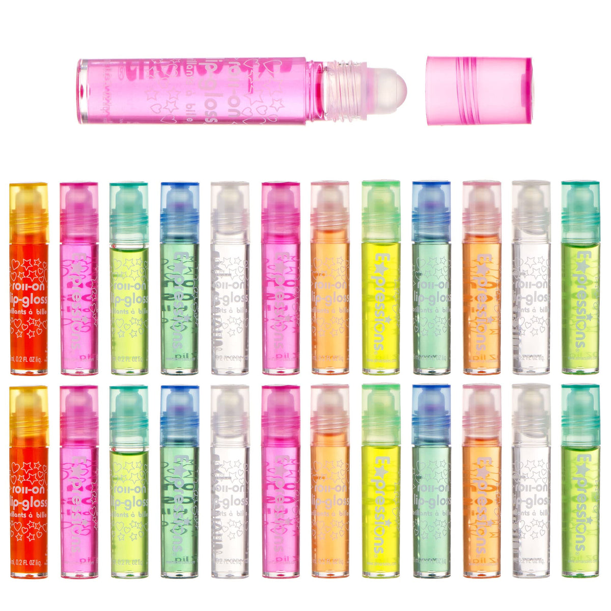 Expressions Girl 24-Piece Lip Gloss Set For Kids - Fruity Flavors, Non-Toxic, Carrying Case