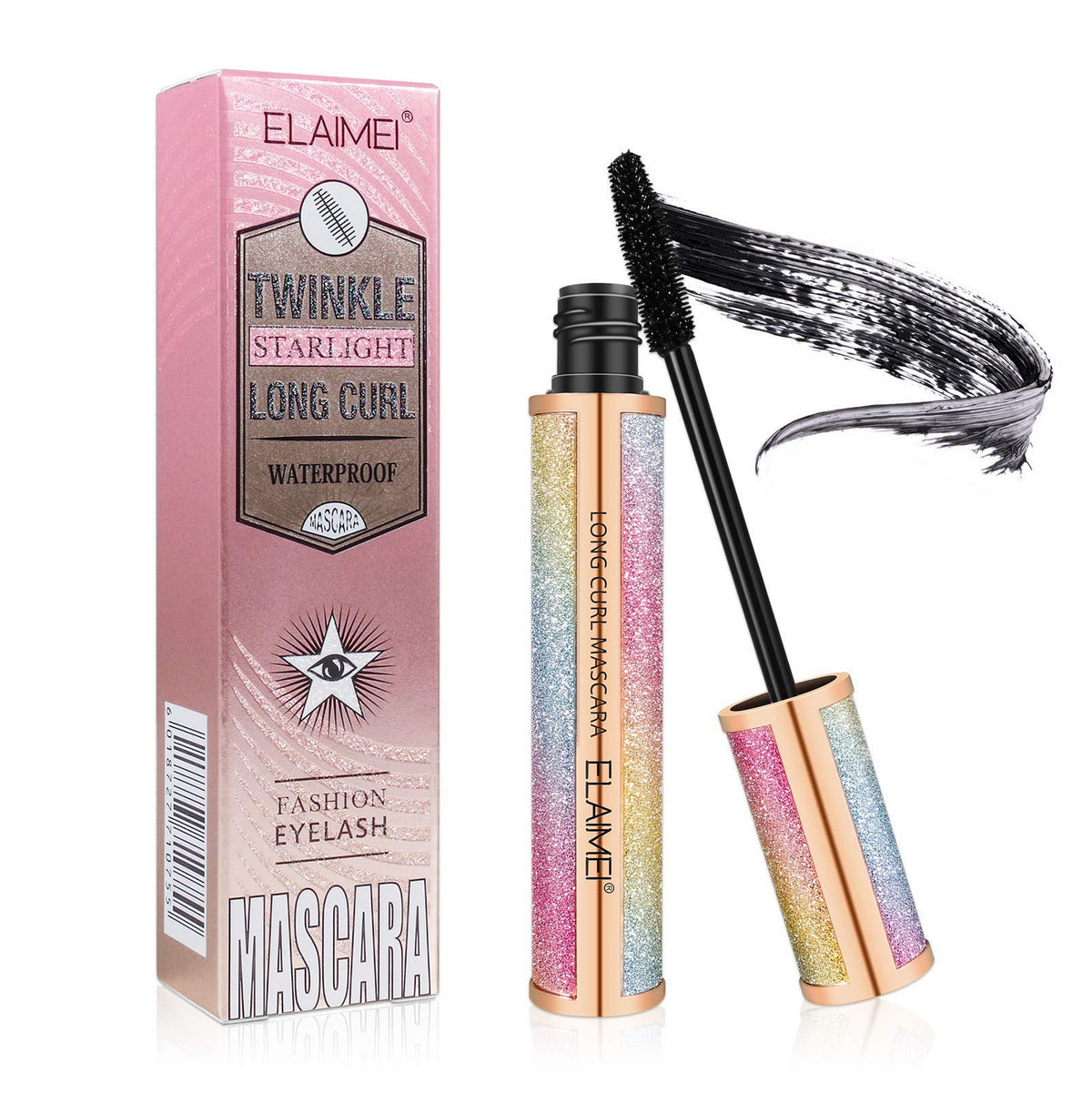 Elaimei Black Thrive Waterproof Mascara - Tubing, Lengthening, No Smudging, 1.13 Oz