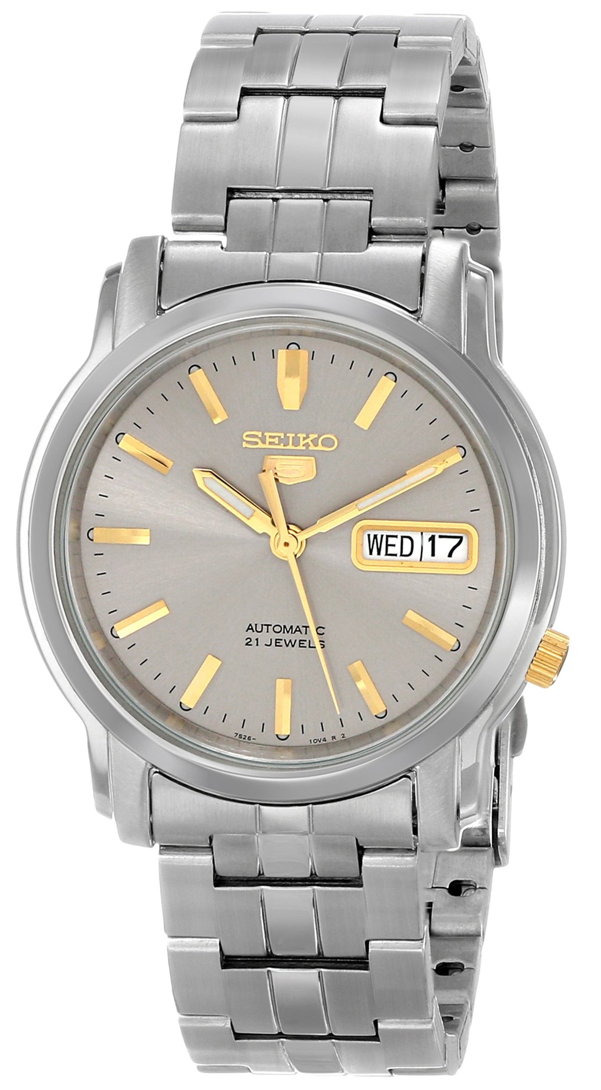 Seiko 5 Men'S Automatic Watch - Grey Dial, Stainless Steel, Snkk67