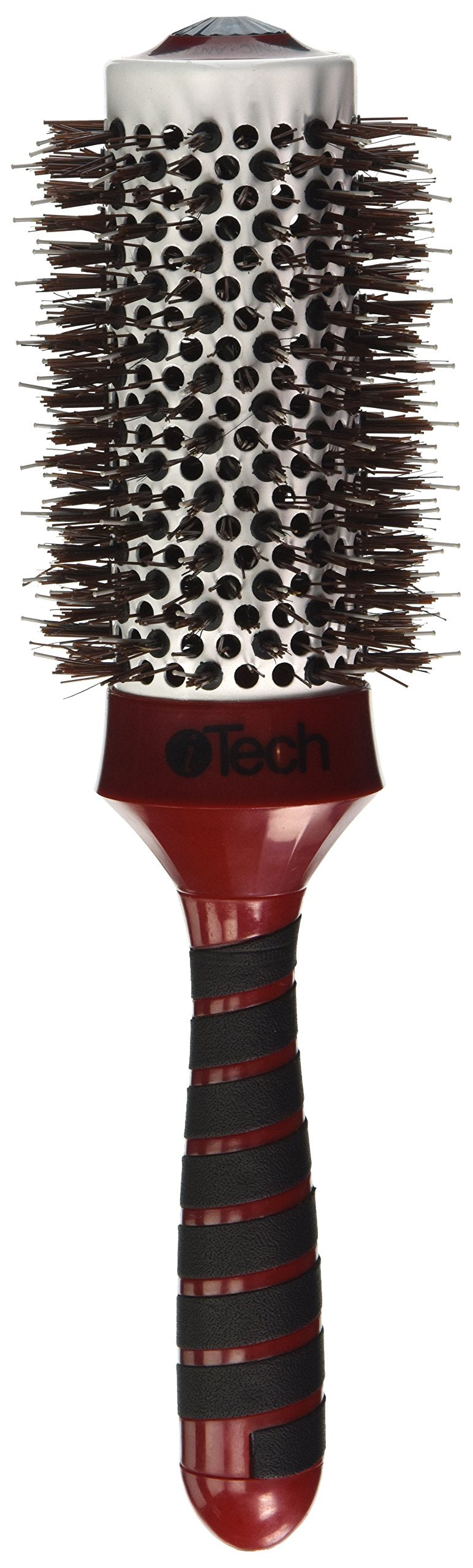 Hair Art Itech Magnetic Tourmaline Brush, 2-3/4” Boar & Nylon Bristles, Red