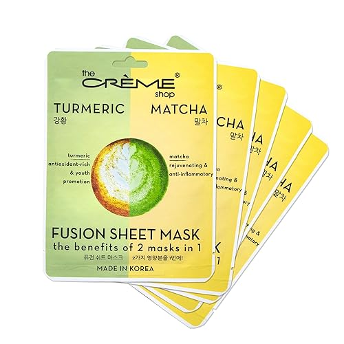 The Crème Shop Turmeric & Matcha Fusion Face Mask - 5 Sheets Korean Skin Care Set