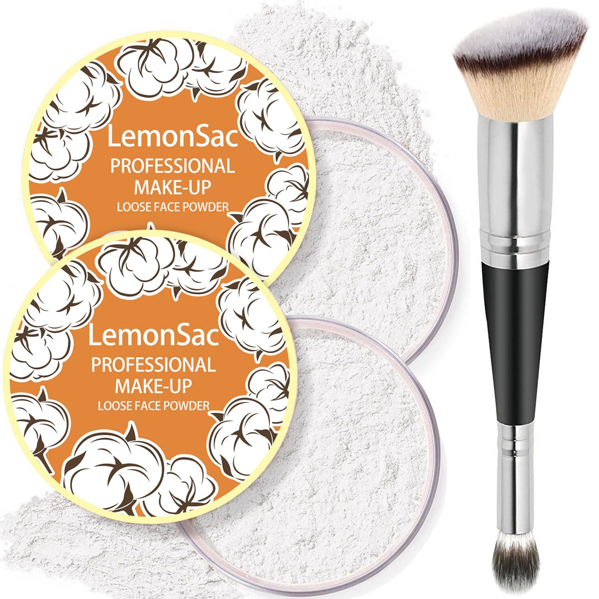 LemonSac 2PCS Loose Face Powder, Oil Control, Matte Finish, 8g Translucent, Flawless Makeup