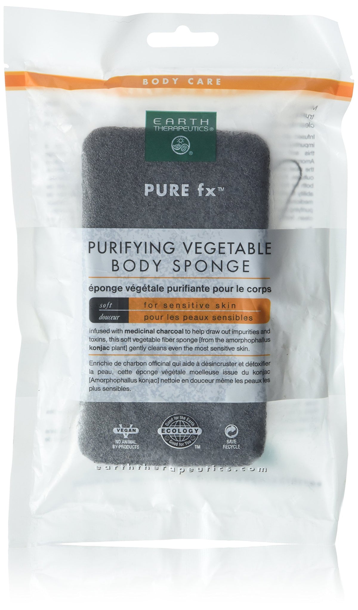 Earth Therapeutics Charcoal Infused Konjac Body Sponge - Off-White, 1 Count