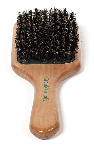 GranNaturals Boar Bristle Hair Brush - Natural Wooden Paddle for Fine, Thin, Long or Short Hair