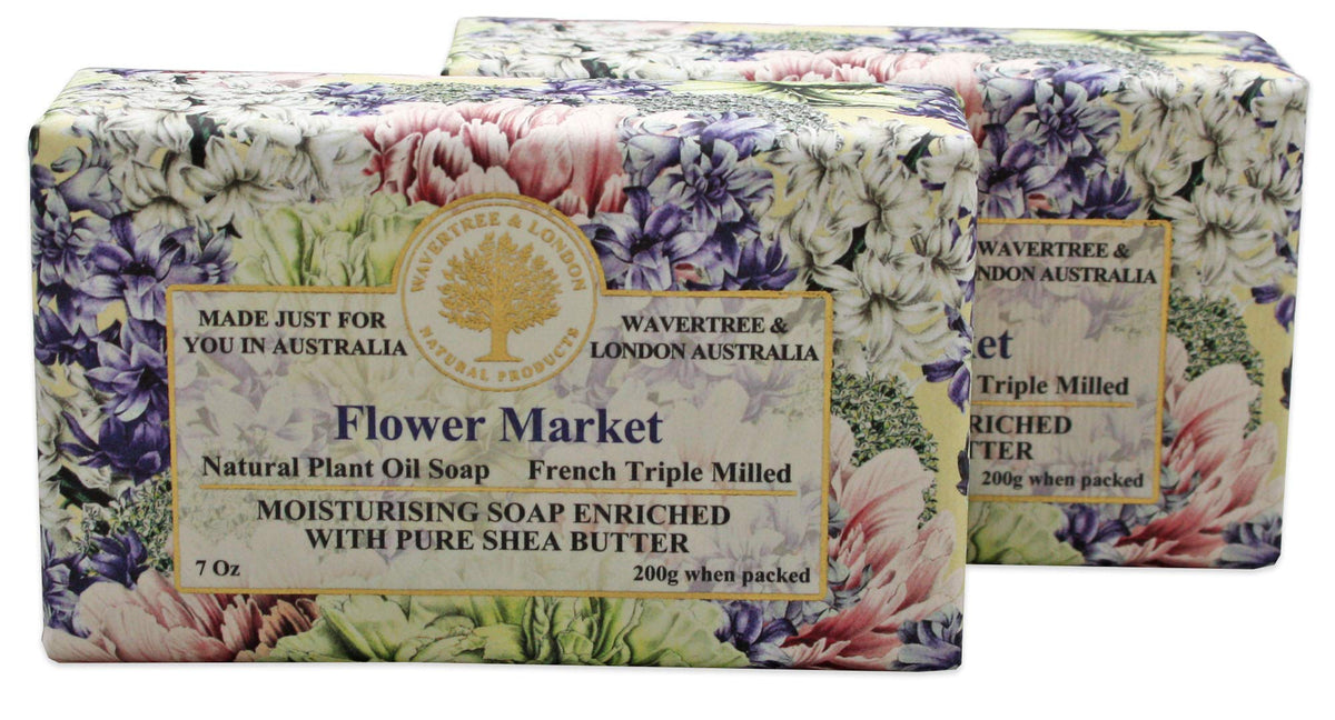 Wavertree & London Flower Market Soap Set, 7Oz Moisturizing Natural Bars With Shea Butter