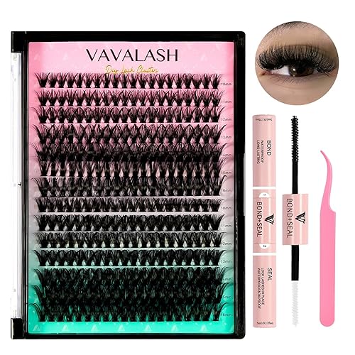 VAVALASH DIY Lash Extensions Kit - 280 Cluster Lashes, Bond & Seal, 10-16mm PBT Silk Fiber