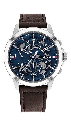 Tommy Hilfiger Men'S Blue Multifunction Casual Watch - Water Resistant 50M, 44Mm Fashion Timepiece