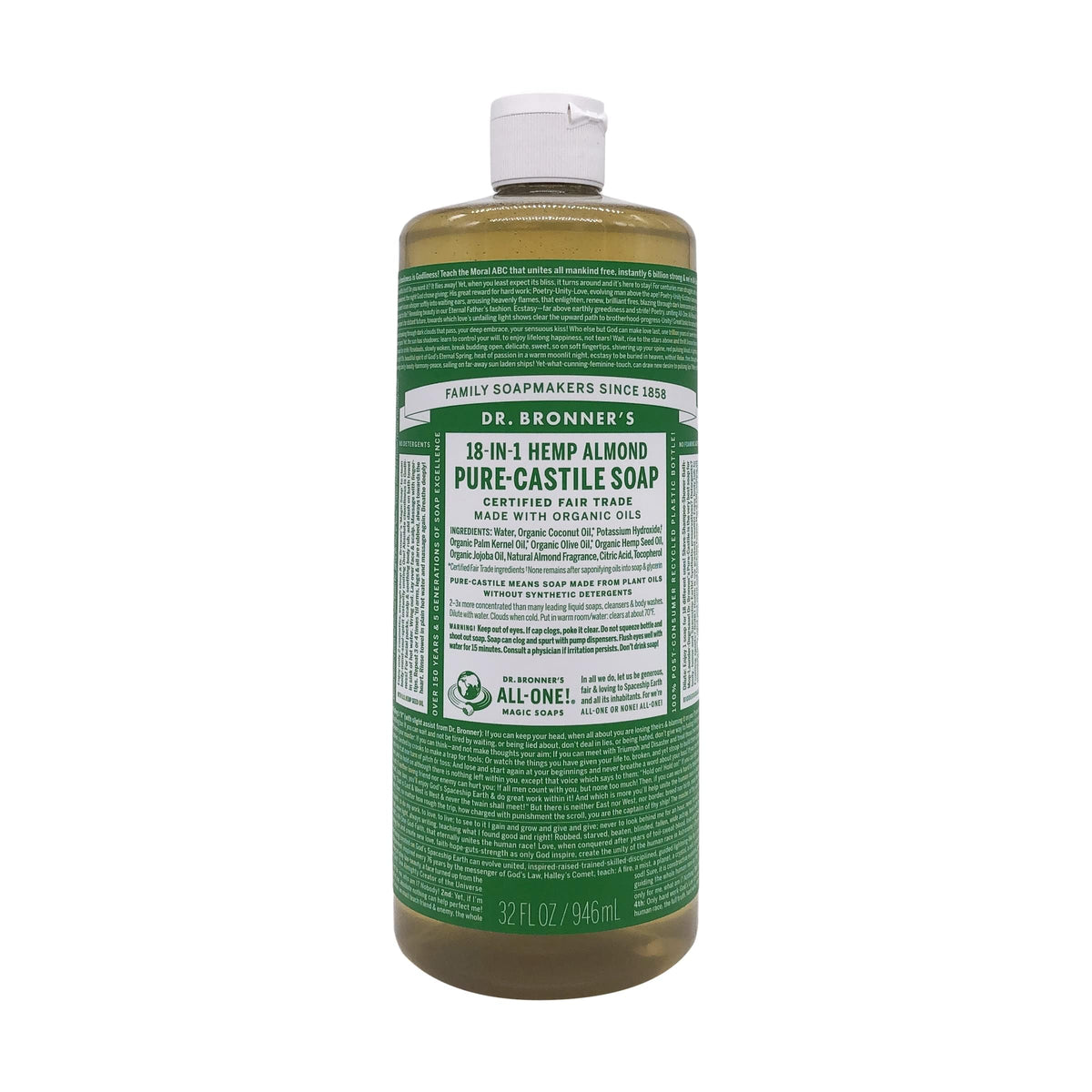 Dr. Bronner'S Almond Castile Soap - 32 Fl Oz Liquid, Natural & Organic Cleanser