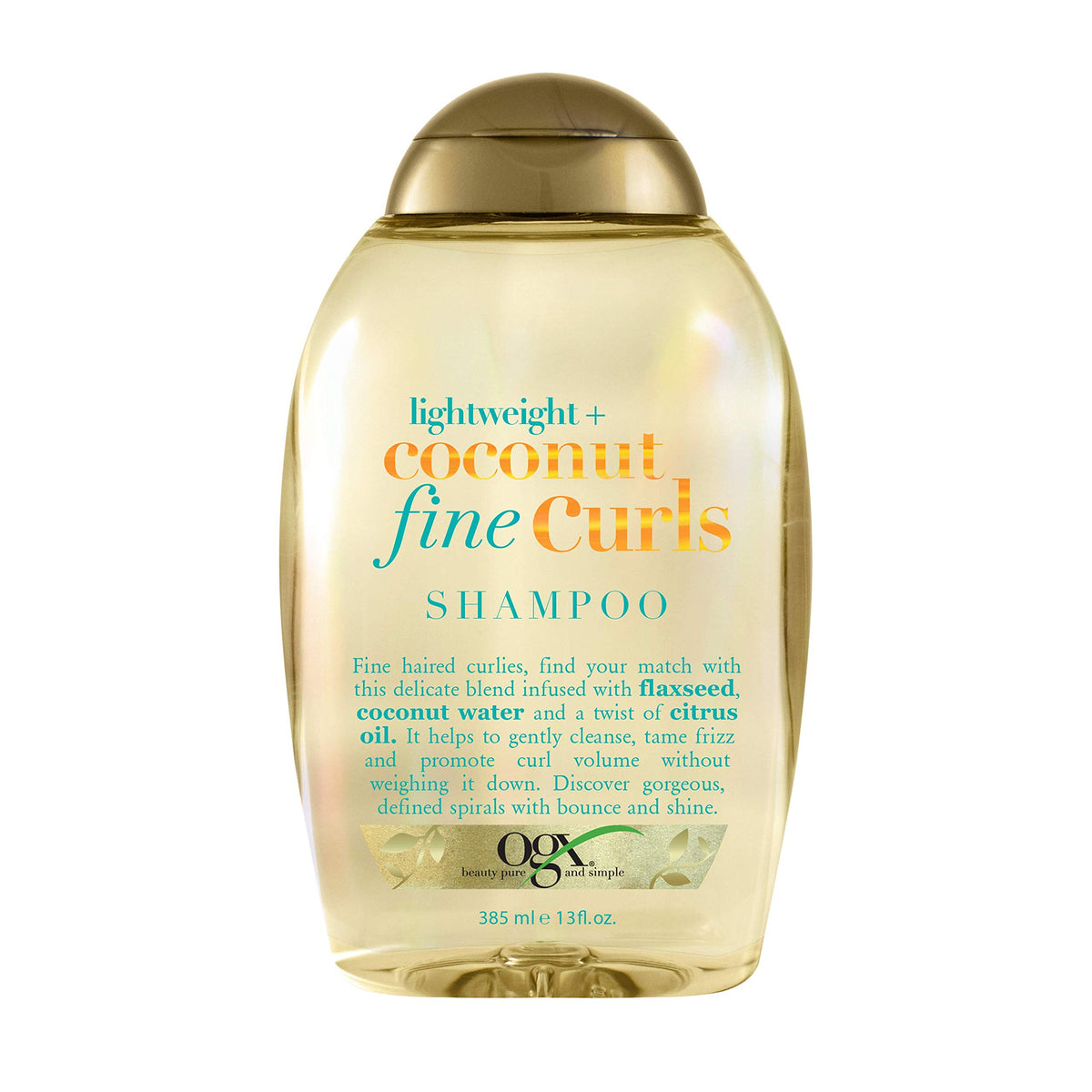 Ogx Coconut Fine Curls Shampoo, Lightweight For Curly Hair, 13 Fl Oz