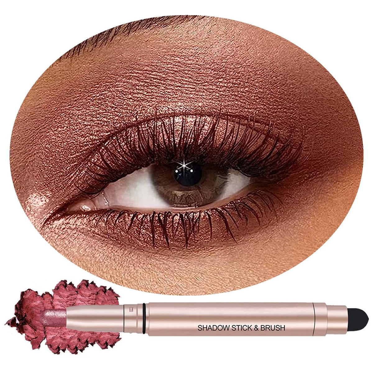 Saubzean Waterproof Eyeshadow Stick - Highlighter Cream, Matte Crayon, Brownish Red, Long Lasting