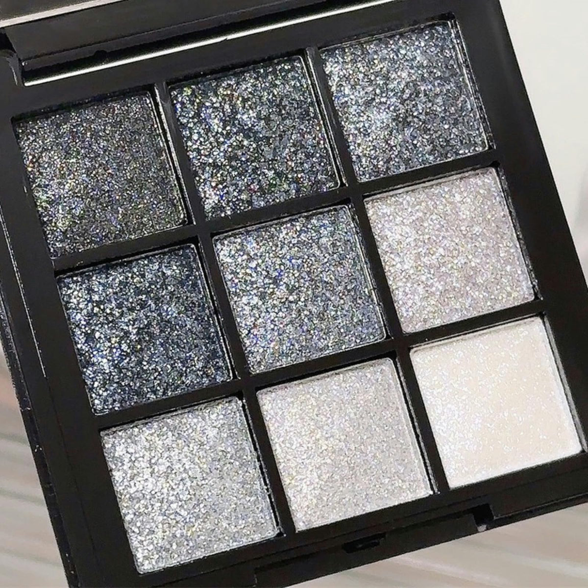 Okerker 9 Colors Goth Eyeshadow Palette - Black Silver Gray Glitter Shimmer Waterproof Shades