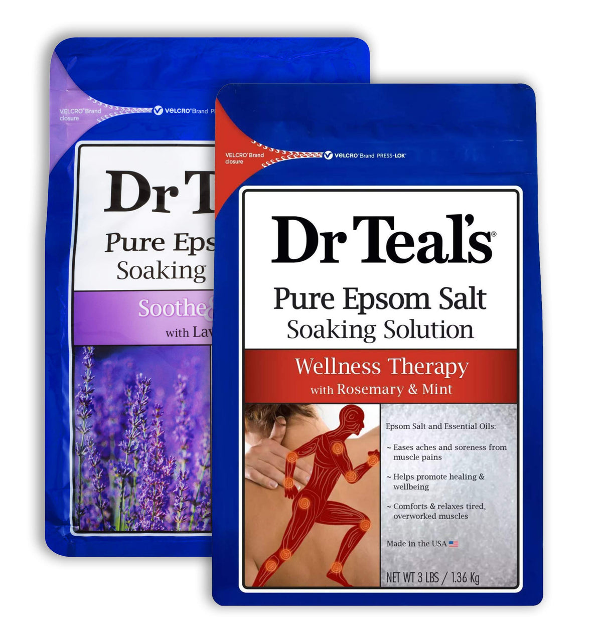 Dr Teal'S Epsom Salt Bath Combo Pack, Lavender & Rosemary Mint, 48 Oz (Pack Of 2)