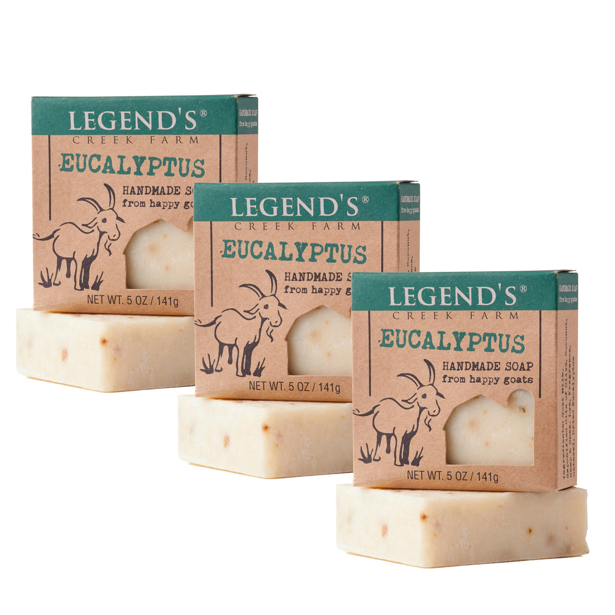 Legend'S Creek Goat Milk Soap - Eucalyptus Cleansing Bar For Sensitive Skin, 5 Oz (Pack Of 3)