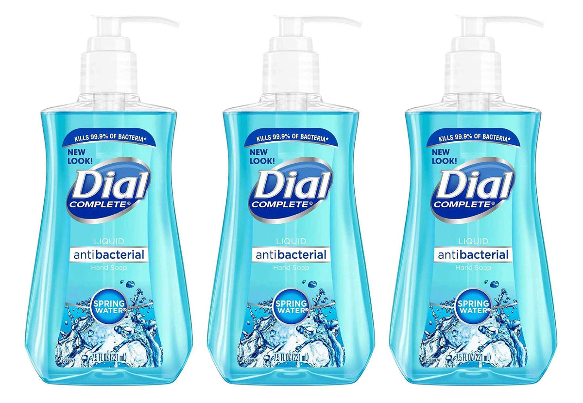 Dial Liquid Hand Soap, Spring Water, 7.5 Oz, 3 Pack - Moisturizing & Refreshing Clean